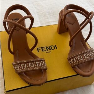 Fendi Bicolor Woven Crisscross Leather Sandals